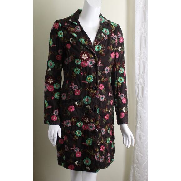Johnny Was Women's Embroidered Floral Long Sleeve Black Duster Jacket medium - Picture 3 of 11